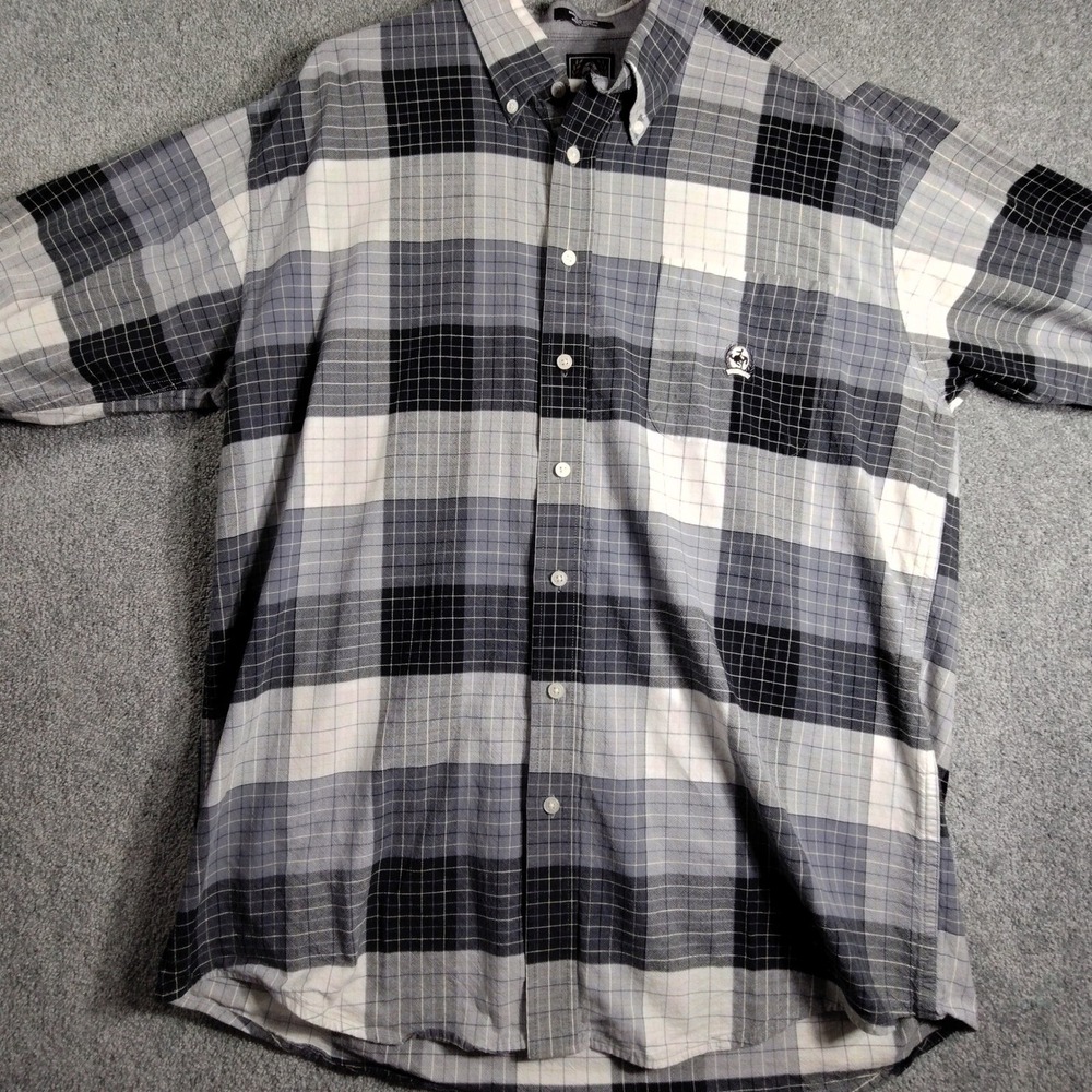 Cinch Button Down Shirt Mens Large Western Plaid Gray Long Sleeve Cotton Good